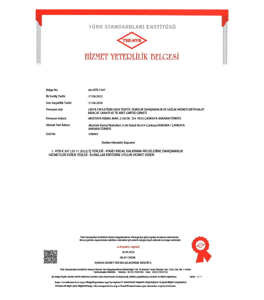 TSE HİZMET YETERLİLİK BELGESİ