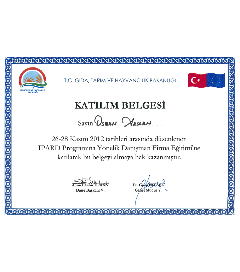 IPARD 1 KATILIM BELGESİ