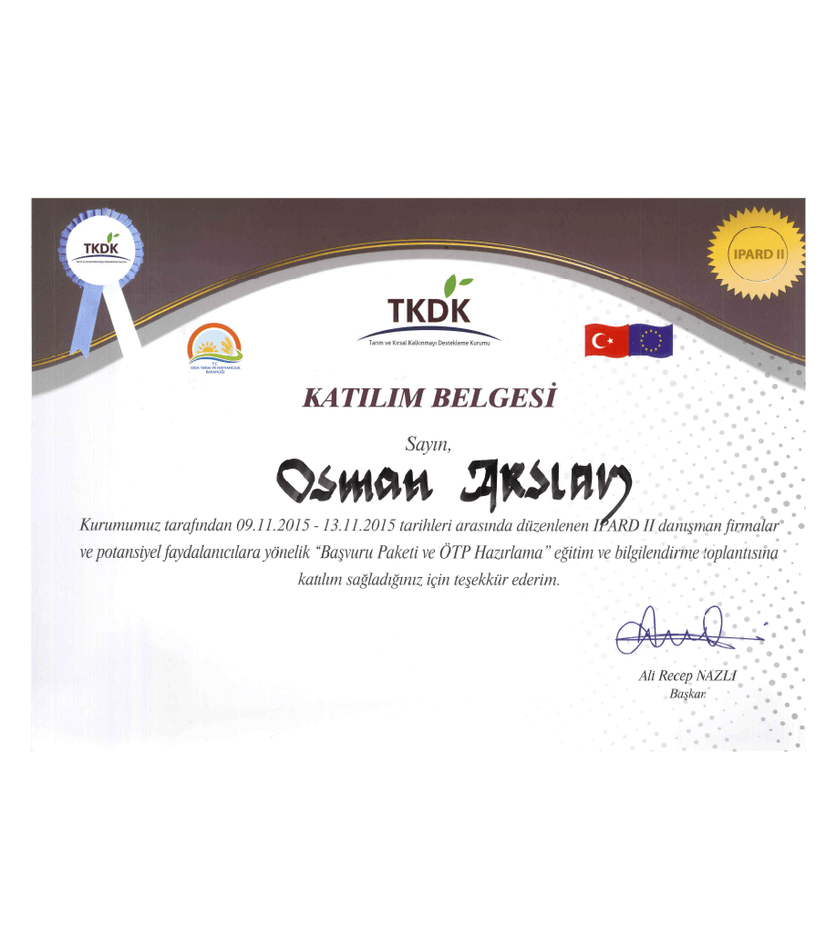 IPARD 2 KATILIM BELGESİ