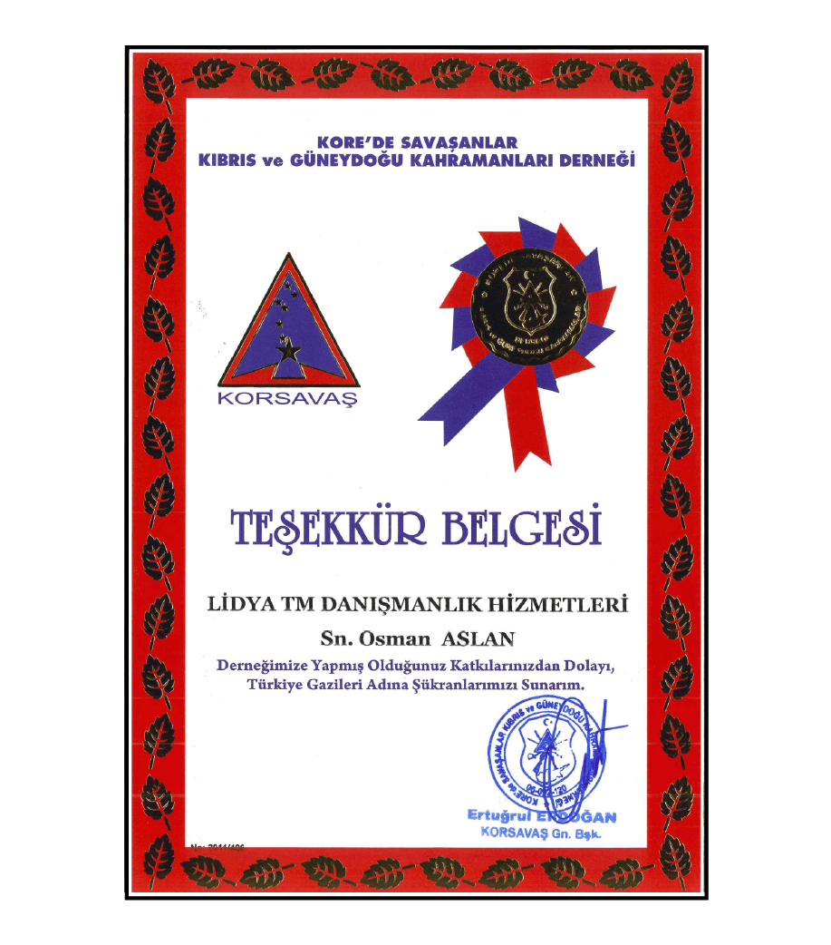 TEŞEKKÜR BELGESİ